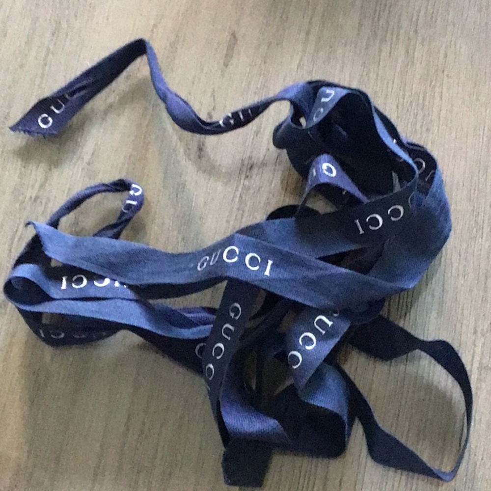 Gucci Navy Ribbon with White Logo 2 pieces over 80 inches